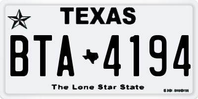 TX license plate BTA4194