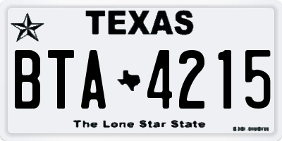 TX license plate BTA4215