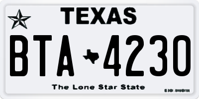TX license plate BTA4230