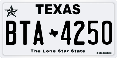 TX license plate BTA4250