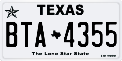 TX license plate BTA4355