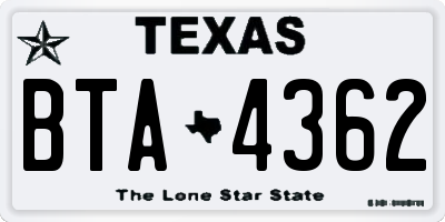 TX license plate BTA4362