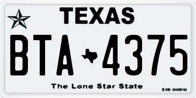 TX license plate BTA4375