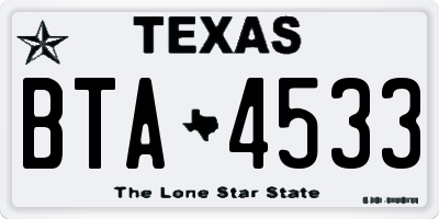 TX license plate BTA4533