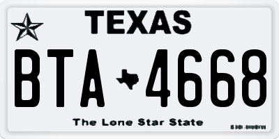 TX license plate BTA4668
