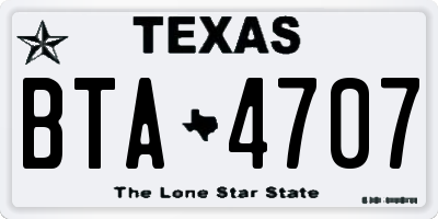 TX license plate BTA4707
