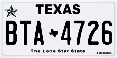 TX license plate BTA4726