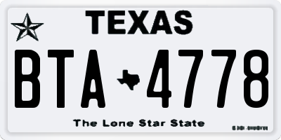 TX license plate BTA4778