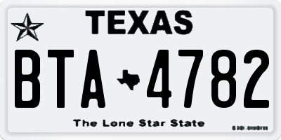 TX license plate BTA4782