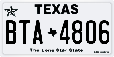 TX license plate BTA4806