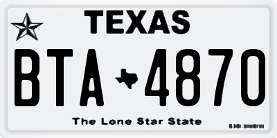 TX license plate BTA4870