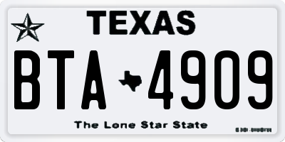 TX license plate BTA4909