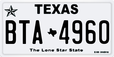 TX license plate BTA4960