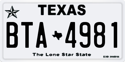 TX license plate BTA4981