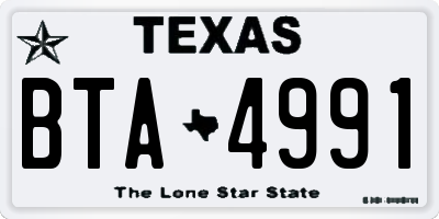 TX license plate BTA4991