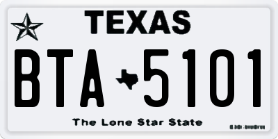 TX license plate BTA5101