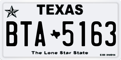 TX license plate BTA5163
