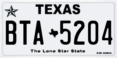 TX license plate BTA5204