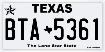 TX license plate BTA5361