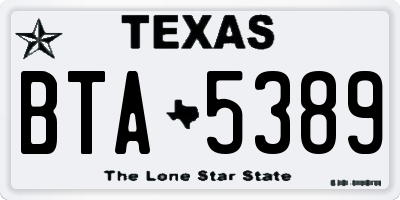 TX license plate BTA5389