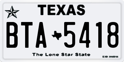 TX license plate BTA5418