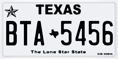 TX license plate BTA5456