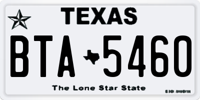 TX license plate BTA5460