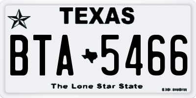 TX license plate BTA5466
