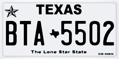 TX license plate BTA5502