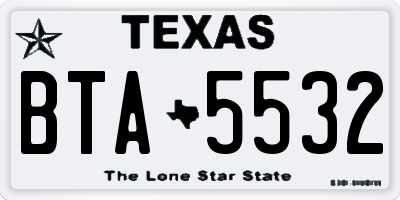 TX license plate BTA5532