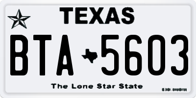 TX license plate BTA5603
