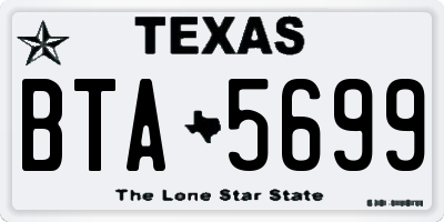 TX license plate BTA5699