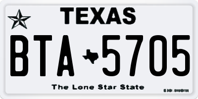 TX license plate BTA5705