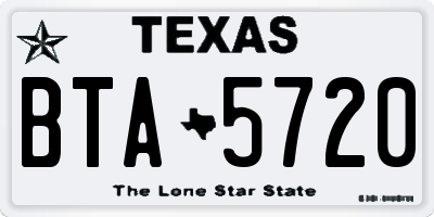 TX license plate BTA5720