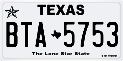 TX license plate BTA5753