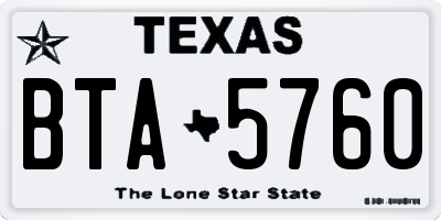 TX license plate BTA5760