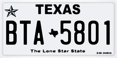 TX license plate BTA5801