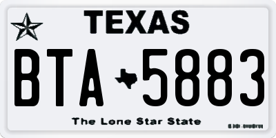 TX license plate BTA5883