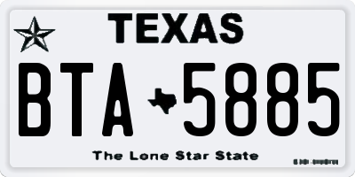 TX license plate BTA5885