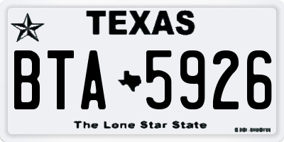 TX license plate BTA5926