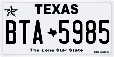 TX license plate BTA5985