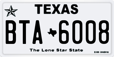 TX license plate BTA6008