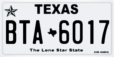 TX license plate BTA6017