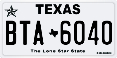 TX license plate BTA6040