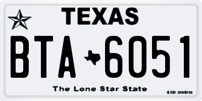 TX license plate BTA6051