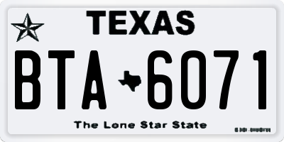 TX license plate BTA6071
