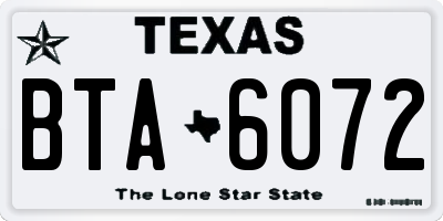 TX license plate BTA6072