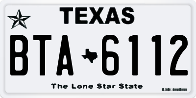 TX license plate BTA6112