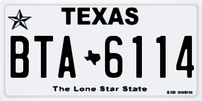 TX license plate BTA6114