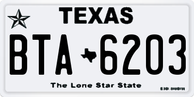 TX license plate BTA6203